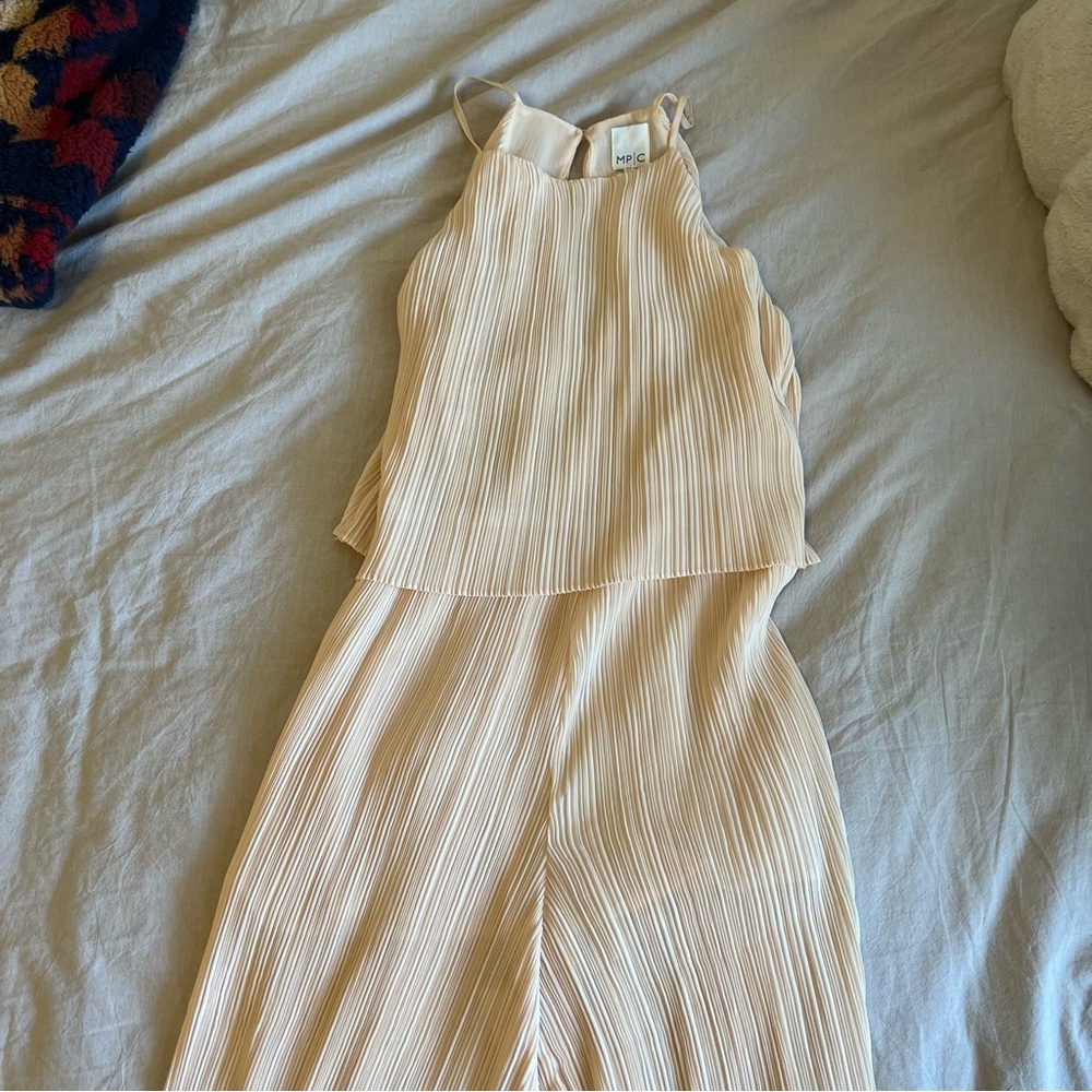 Mink pink accordion pink jumpsuit